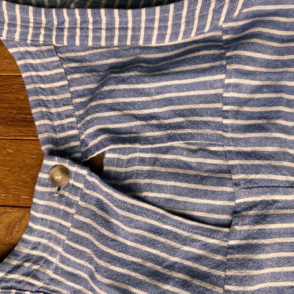 Linen Blend Coastal Shift Dress Womens Small Striped Blue White Casual Summer - Picture 8 of 8